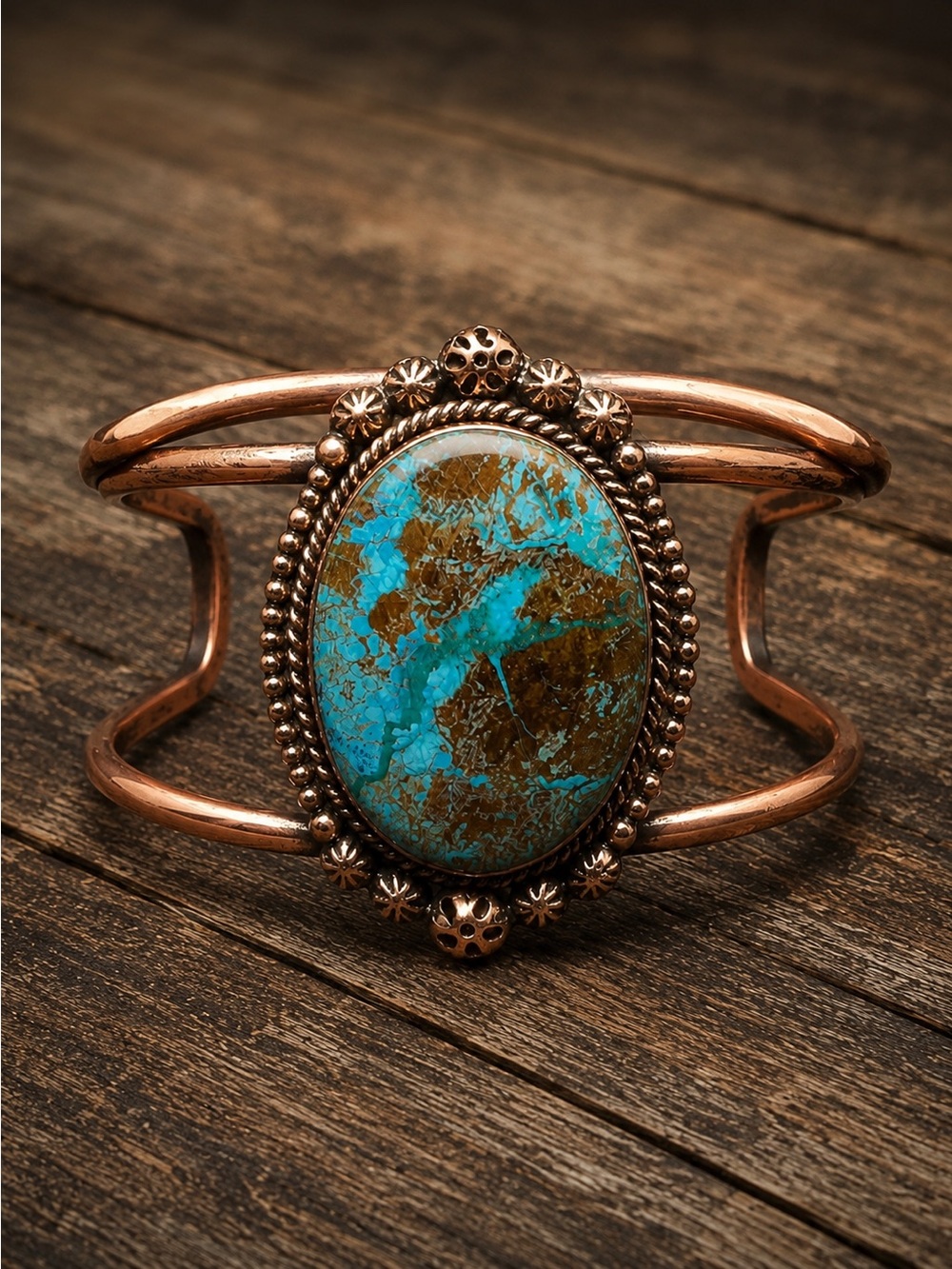 ✨ Mesmerizing Electric Blue Shadowlite Copper Cuff Bracelet ✨